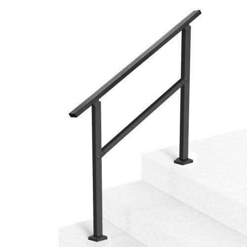Outdoor Handrails for Steps 23 Step Stair Rail Kit Black Square Tube