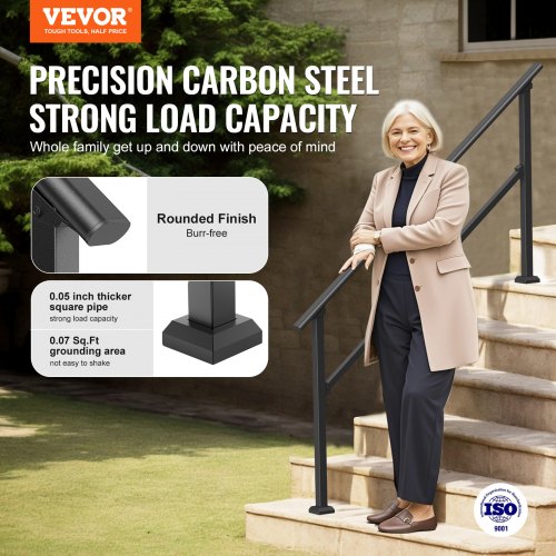 Handrails for Outdoor Steps 5 Step Stair Hand Rail Kit Transitional Carbon