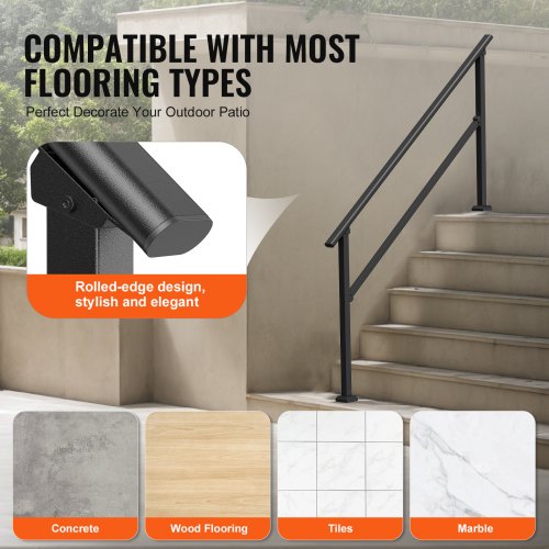 Handrails for Outdoor Steps 5 Step Stair Hand Rail Kit Transitional Carbon