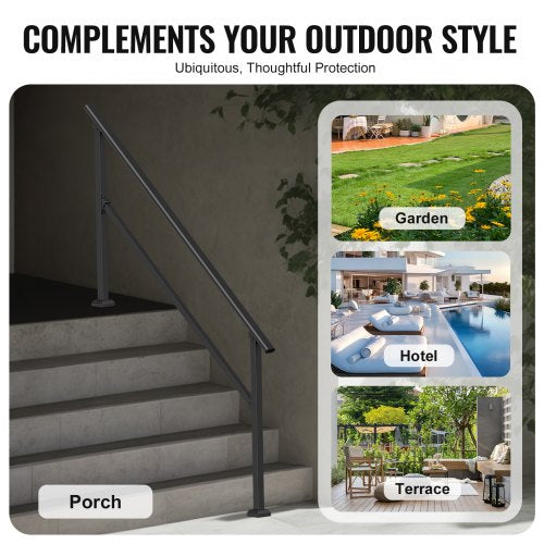 Handrails for Outdoor Steps 5 Step Stair Hand Rail Kit Transitional Carbon