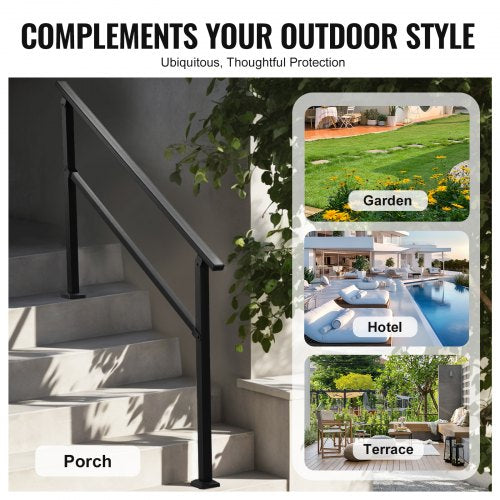 Outdoor Handrails for Steps 45 Step Stair Rail Kit Black Square Tube