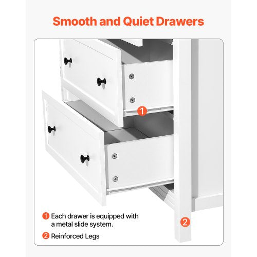 6 Drawer Dresser Wooden Chest of Drawers with Sliding and Antitip Device