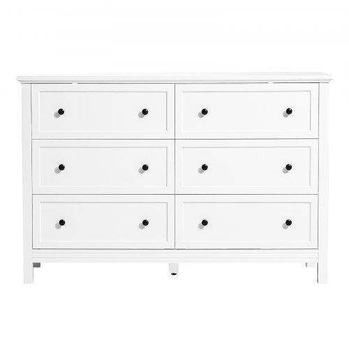 6 Drawer Dresser Wooden Chest of Drawers with Sliding and Antitip Device