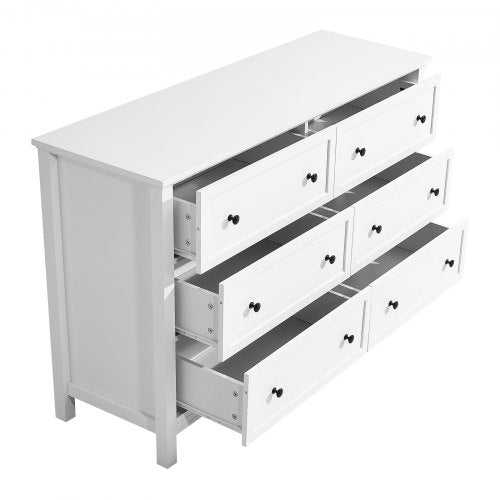 6 Drawer Dresser Wooden Chest of Drawers with Sliding and Antitip Device