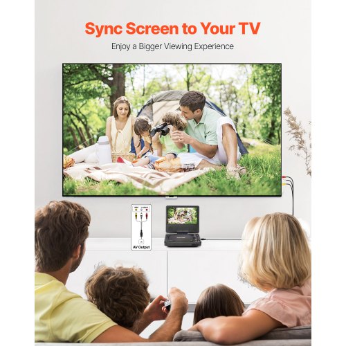 Portable DVD Player 7 inch HD Swivel Display Screen 4 Hours Builtin