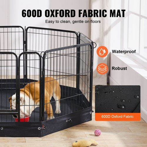 Dog Playpen 8 Pcs 24 x 24 in Panels Foldable Metal Pet Exercise Pen Dog