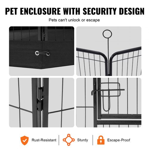 Dog Playpen 8 Pcs 24 x 24 in Panels Foldable Metal Pet Exercise Pen Dog