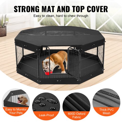 Dog Playpen 8 Pcs 24 x 24 in Panels Foldable Metal Pet Exercise Pen Dog