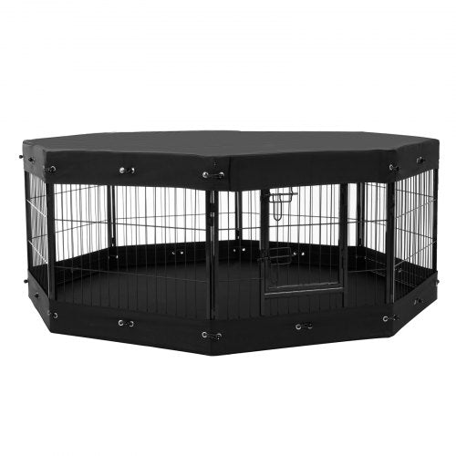 Dog Playpen 8 Pcs 24 x 24 in Panels Foldable Metal Pet Exercise Pen Dog
