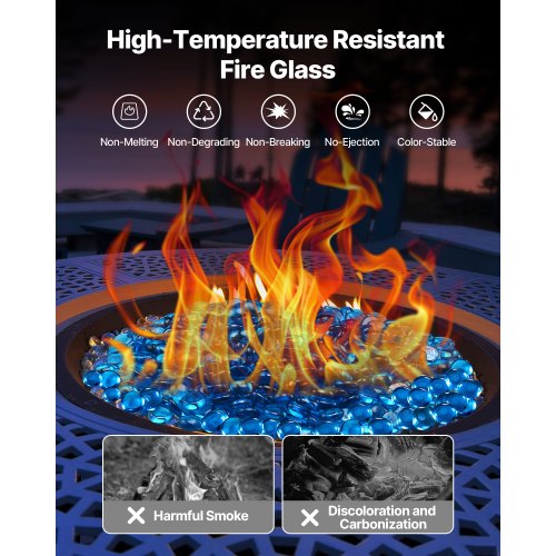 Fire Glass 10 Lbs 4.5 Kg Hightemperature Resistant Fireplace Rocks 34Inch 1905