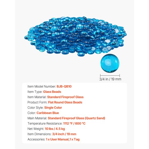 Fire Glass 10 Lbs 4.5 Kg Hightemperature Resistant Fireplace Rocks 34Inch 1905