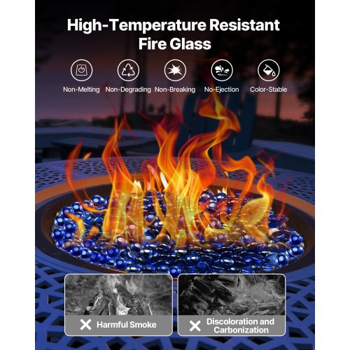 Fire Glass 10Lbs4.5Kg Hightemperature Resistant Fireplace Rocks 34Inch 1905 Mm