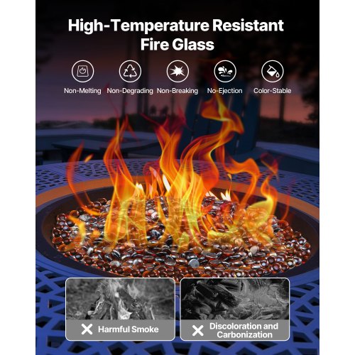 Fire Glass 10Lbs 4.5Kg Hightemperature Resistant Fireplace Rocks 34Inch 1905 Mm
