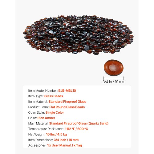 Fire Glass 10Lbs 4.5Kg Hightemperature Resistant Fireplace Rocks 34Inch 1905 Mm