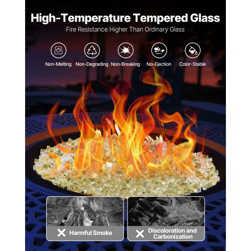 Fire Glass 10 Lbs 4.5 Kg Hightemperature Resistant Fireplace Rocks 12Inch 127 9 5
