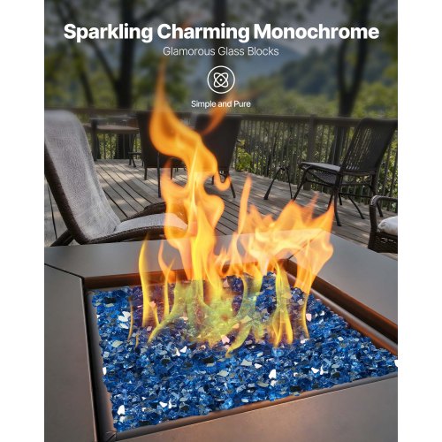 Fire Glass 10Lbs 4.5Kg Hightemperature Resistant Fireplace Rocks 12Inch 12.7 Mm