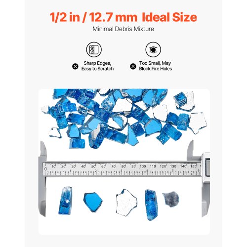 Fire Glass 10Lbs 4.5Kg Hightemperature Resistant Fireplace Rocks 12Inch 12.7 Mm