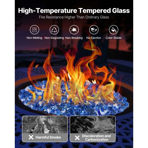 Fire Glass 10Lbs 4.5Kg Hightemperature Resistant Fireplace Rocks 14Inch 635 Mm