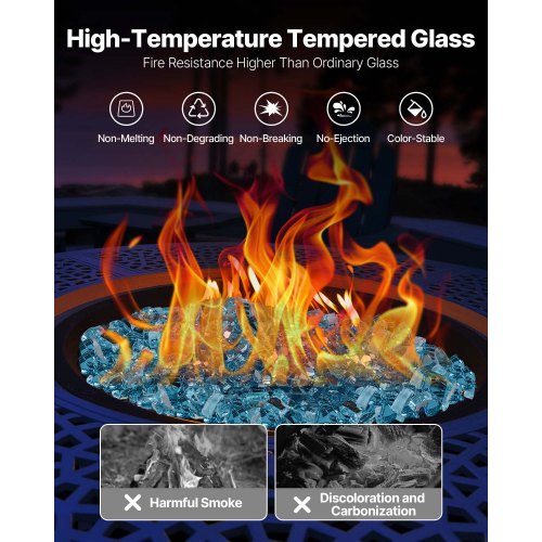 Fire Glass 10 Lbs 4.5 Kg Hightemperature Resistant Fireplace Rocks 12Inch 127