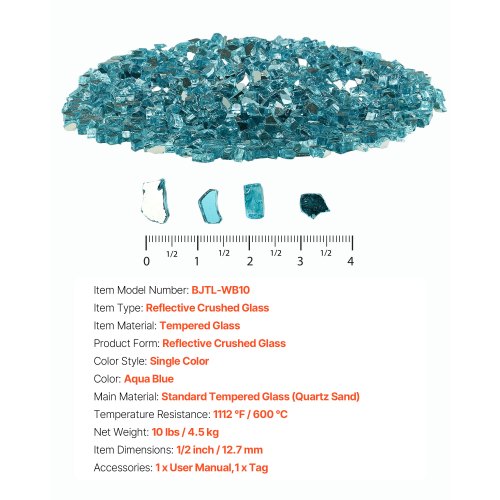 Fire Glass 10 Lbs 4.5 Kg Hightemperature Resistant Fireplace Rocks 12Inch 127
