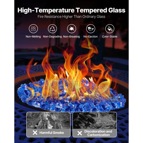 Fire Glass 10Lbs 4.5Kg Hightemperature Resistant Fireplace Rocks 12Inch 12.7 Mm lb
