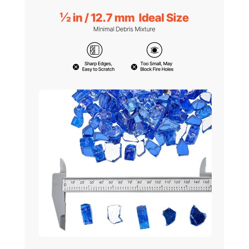 Fire Glass 10Lbs 4.5Kg Hightemperature Resistant Fireplace Rocks 12Inch 12.7 Mm lb