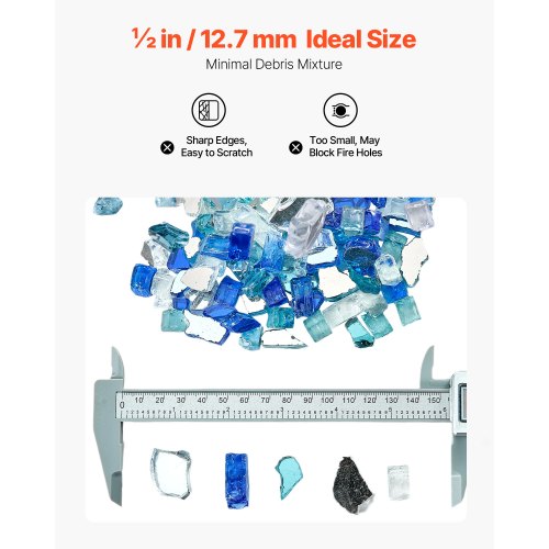 Fire Glass 10 Lbs 4.5 Kg Fireplace Rocks 12Inch 12.7 Mm Reflective Firepit Rock