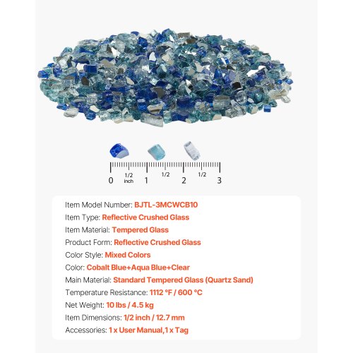Fire Glass 10 Lbs 4.5 Kg Fireplace Rocks 12Inch 12.7 Mm Reflective Firepit Rock