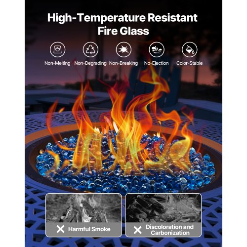 Fire Glass 10Lbs 4.5Kg Hightemperature Resistant Fireplace Rocks 1 Inch 25.4 Mm
