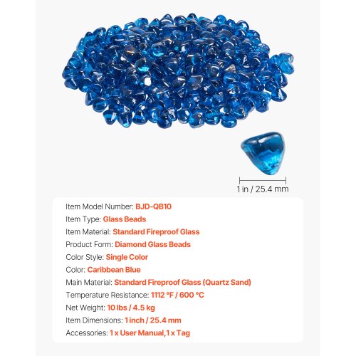 Fire Glass 10Lbs 4.5Kg Hightemperature Resistant Fireplace Rocks 1 Inch 25.4 Mm