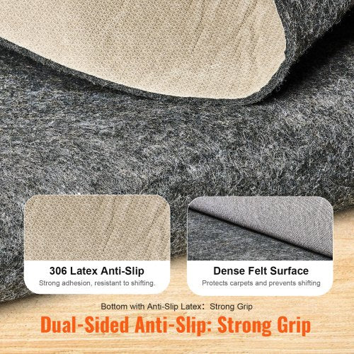 SlipResistant Rug Pad – Protective Cushioning Carpet Pad – 8 x 10 –