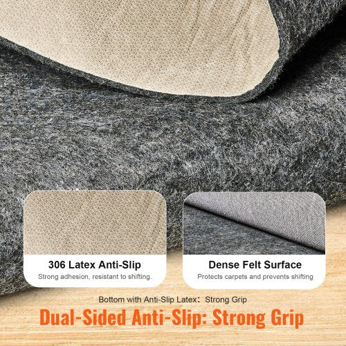 SlipResistant Rug Pad – Protective Cushioning Carpet Pad – 5 x 8 –