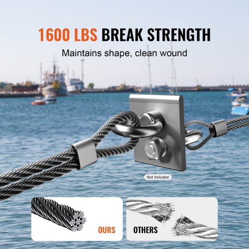 Wire Rope Kit 18 500 ft 316 Stainless Steel Cable with Cutter and Gloves