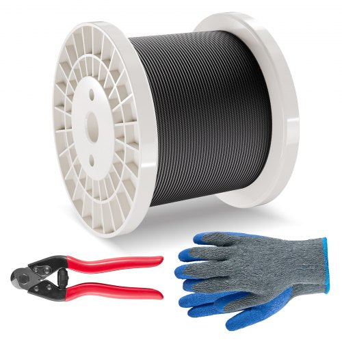 Wire Rope Kit 18 500 ft 316 Stainless Steel Cable with Cutter and Gloves