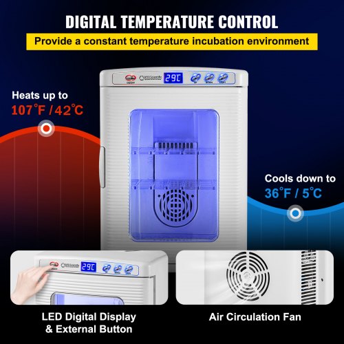 Reptile Incubator 25L Scientific Lab Incubator Cooling and Heating 5 °C to 42