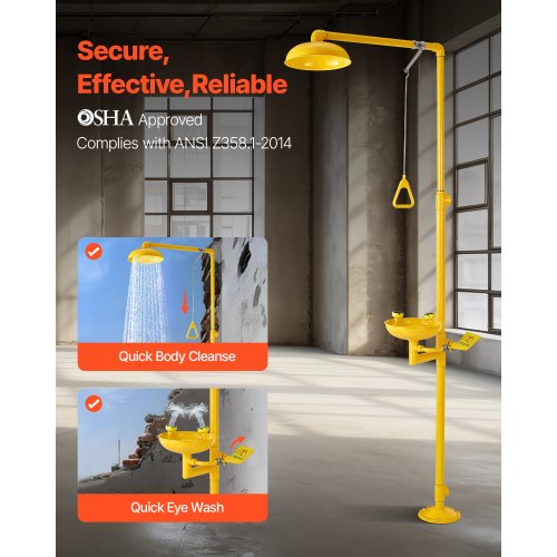 Emergency Shower Eye Wash Station 3425 x 1575 x 9173 Inch 304 Stainless