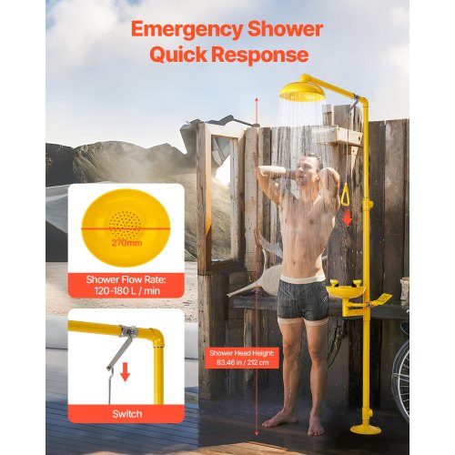 Emergency Shower Eye Wash Station 3425 x 1575 x 9173 Inch 304 Stainless