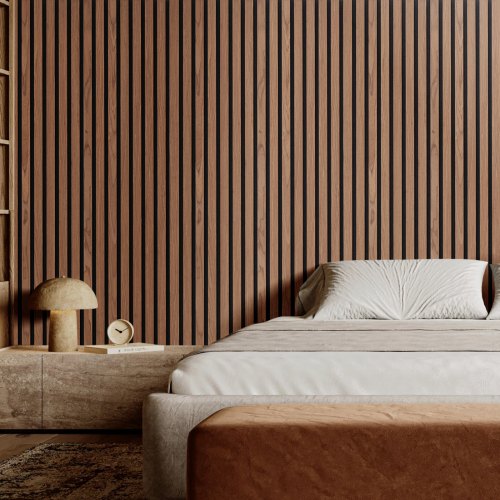 Wood Slat Acoustic Panels 79 x 94.5 inch MDF Accent Wooden Wall Panels