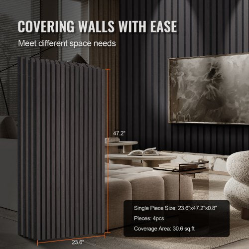 Wood Slat Acoustic Panels 236 x 47.2 inch MDF Accent Wooden Wall Panels