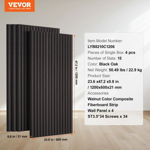 Wood Slat Acoustic Panels 236 x 47.2 inch MDF Accent Wooden Wall Panels