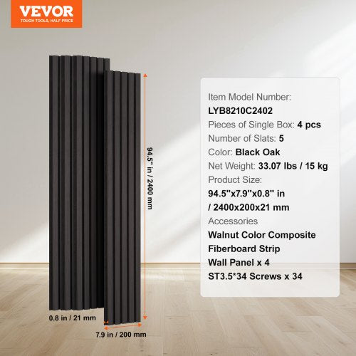 Wood Slat Acoustic Panels 79 x 94.5 inch MDF Accent Wooden Wall Panels