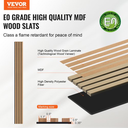 Wood Slat Acoustic Panels 79 x 94.5 inch MDF Accent Wooden Wall Panels