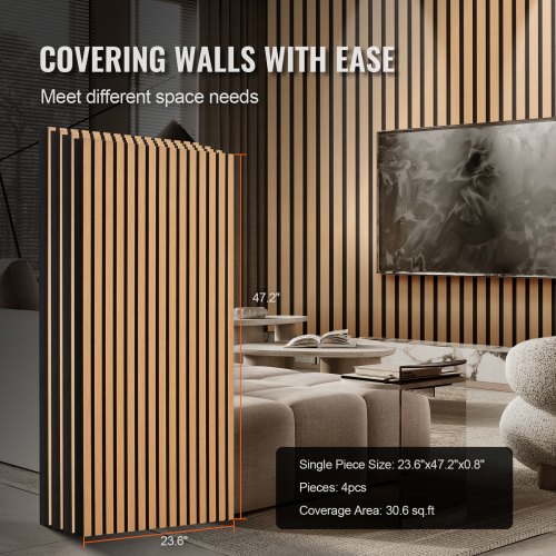 Wood Slat Acoustic Panels 236 x 47.2 inch MDF Accent Wooden Wall Panels