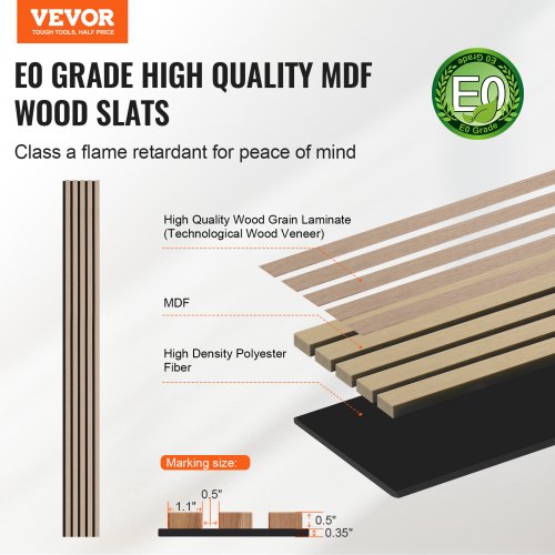Wood Slat Acoustic Panels 79 x 94.5 inch MDF Accent Wooden Wall Panels