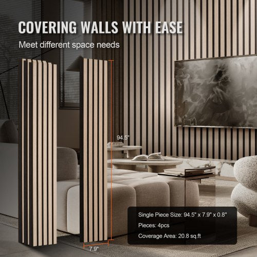 Wood Slat Acoustic Panels 79 x 94.5 inch MDF Accent Wooden Wall Panels