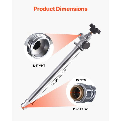 12Inch FrostFree Sillcock 12 PTC x 34 MHT Hose Bibb AntiSiphon