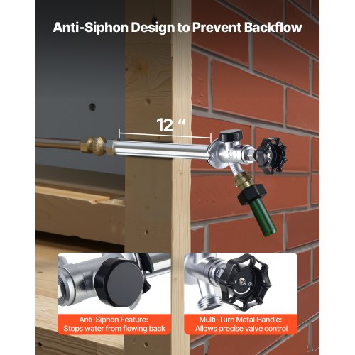 12Inch FrostFree Sillcock 12 PTC x 34 MHT Hose Bibb AntiSiphon