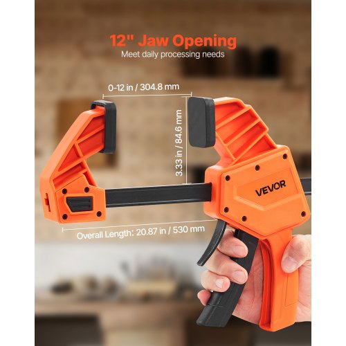 Bar Clamps for Woodworking 2Pack 12 inch OneHanded ClampSpreader