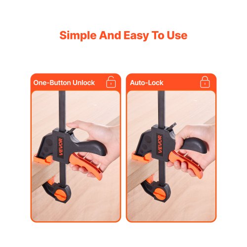Bar Clamps for Woodworking 2Pack 12 inch and 2Pack 6 inch OneHanded
