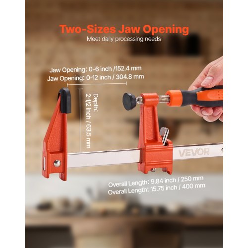 Bar Clamps for Woodworking 2Pack 6 inch and 2Pack 12 inch Lockable